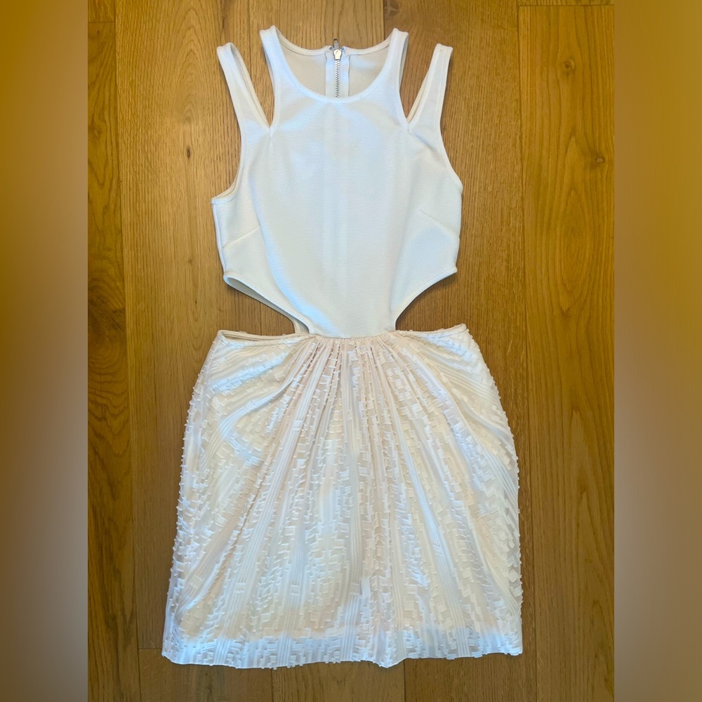 DEREK LAM 10 CROSBY strappy textured white cream chiffon mini dress